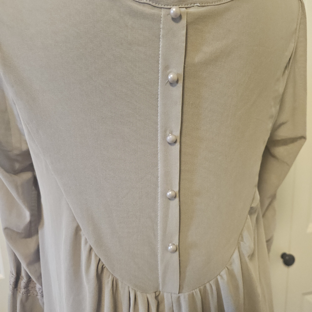 Ultra Pink Lace Crochet Blouse Taupe Sz S - Picture 7 of 16